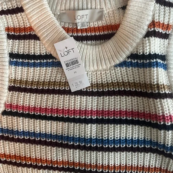 Loft women’s striped stitchy sweater vest size medium NWT - Picture 3 of 3